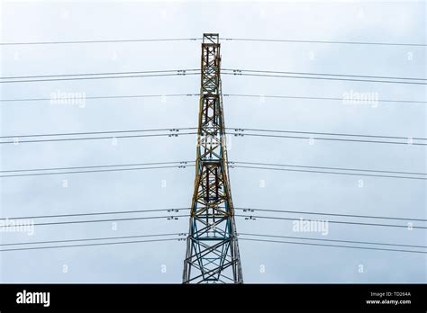 High Voltage Wires And Telephone Poles Stock Photo Alamy
