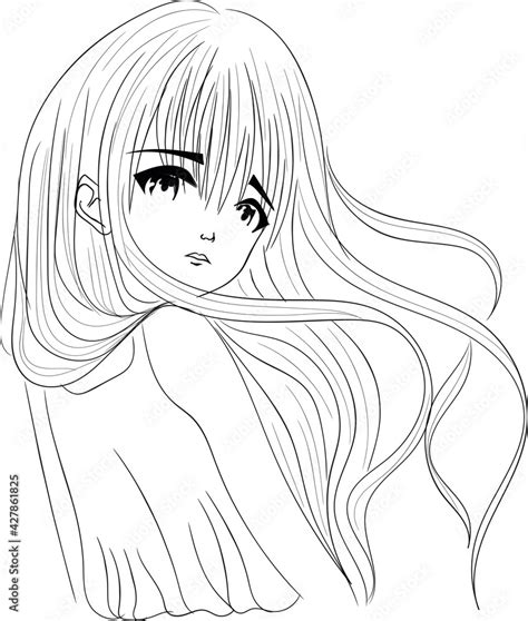 Cute Anime Girl Coloring Book Stock Vector Adobe Stock