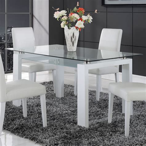 Global Furniture Frosted Glass Dining Table With White Legs 63x36x30 Inch White
