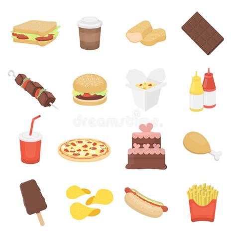 Fast Food Set Icons In Black Style Big Collection Fast Food Vector