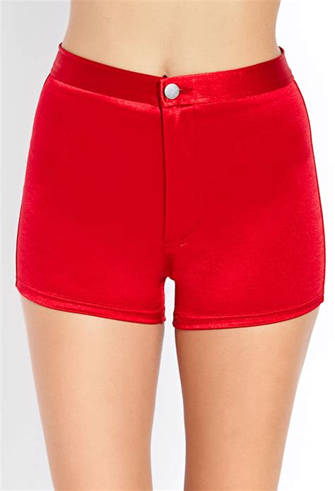 Lyst Forever 21 Glitzy High Waisted Shorts In Red