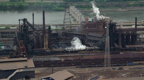 5k Stock Footage Aerial Video Of Us Steel Mon Valley Works Factory
