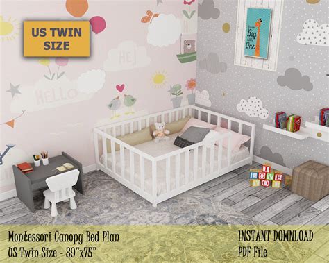 Seriously this takes 4 easy steps and probably less than an hour (plus drying time)! Montessori Canopy Bed Plan, US Twin Size House Bed Frame ...