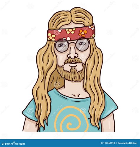 Vector Cartoon Character Hippie Man Stock Vector Illustration Of