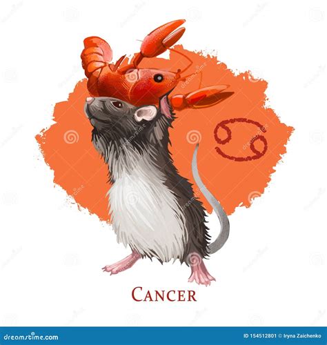 Cancer Creative Digital Illustration Of Astrological Sign Rat Or Mouse