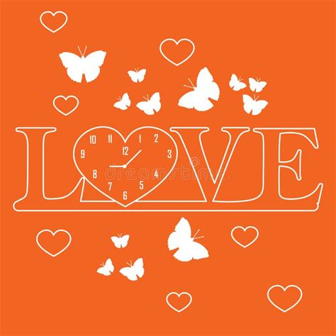 Romantic Clock Butterflies And Hearts Valentine S Stock Vector