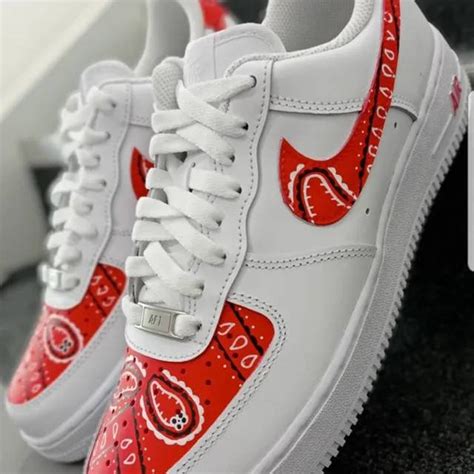 Nike Air Force 1 Custom Af1 Red Bandana Etsy