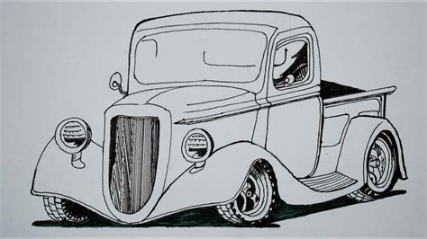 Then we draw a second line coming from the same point, but this time above the horizon line. Classic Car Drawing