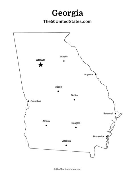 Free Printable Map Of Georgia With Cities Labeled The 50 United