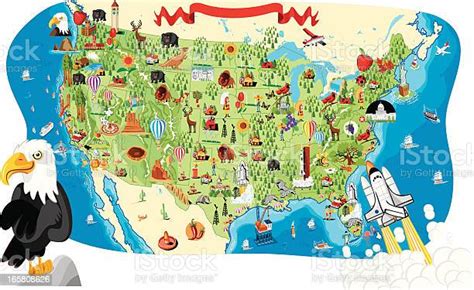 Cartoon Map Of Usa Stock Illustration Download Image Now Map Usa