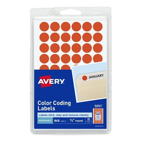 Avery Removable Color Coding Labels Neon Red 12 Diameter 840