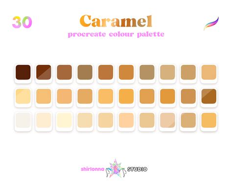 30 caramel color palette procreate swatches etsy singapore