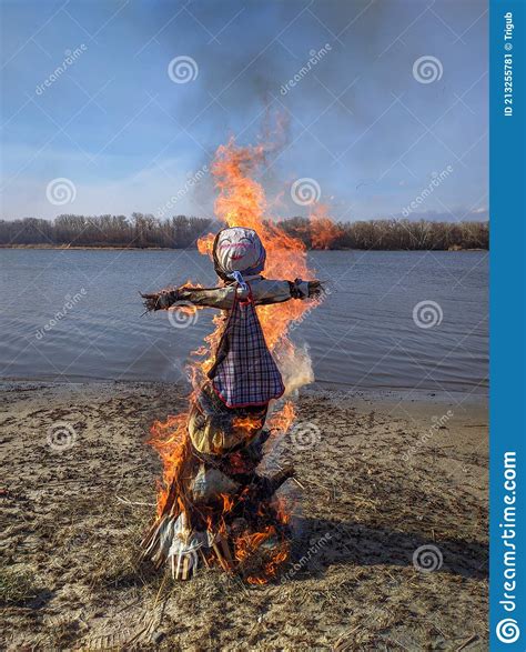 Burning Effigy On The Last Day Of Shrovetide Russian Maslenitsa