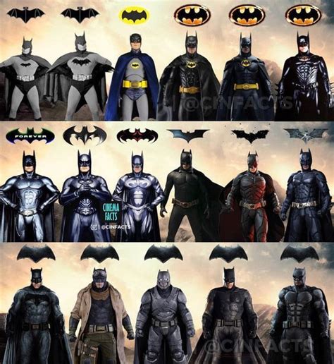 The Evolution Of The Batsuit Seen On Live Action Tv And Movies Batman