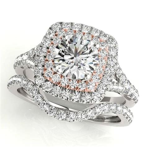 Natural 25 Ctw Diamond Engagement Ring Set 18k Rose Gold Auction