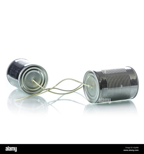 Tin Cans Telephone Stock Photo Alamy