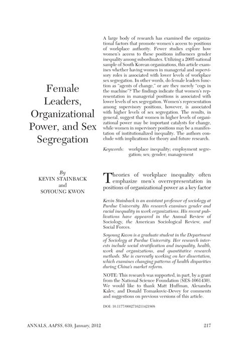 pdf female leaders organizational power and sex segregation