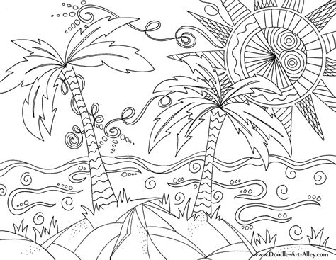 Tropical Beach Coloring Pages At Getdrawings Free Download