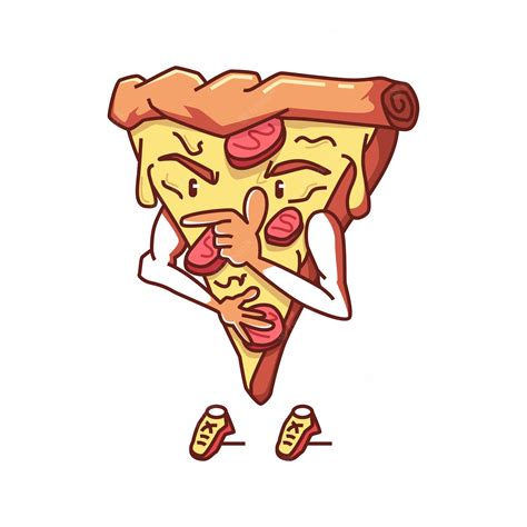 Premium Vector Cool Pizza Illustration Character Design Vector