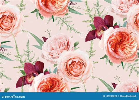 Vector Watercolor Seamless Floral Pattern Textile Fabric Background