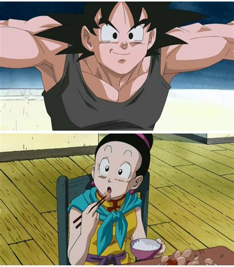 chichi and goku she looks so thirsty for him lol dragon ball z dragon ball image dragon ball