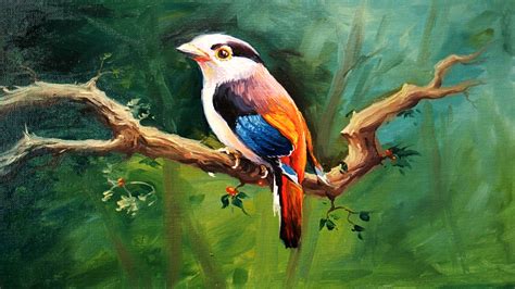 Una Pintura De Aves Con Colores Al óleo Sobre Lienzo De Paintlane