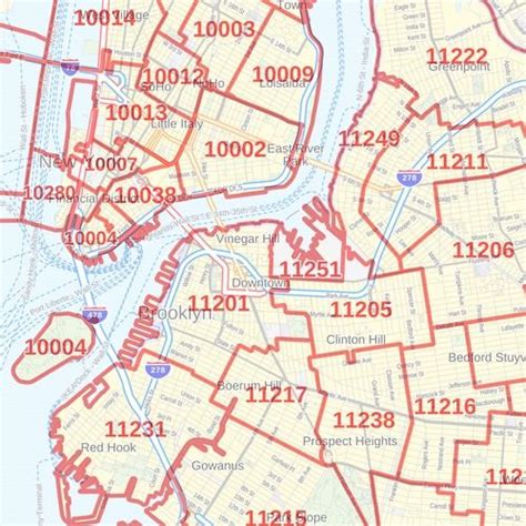 New York Manhattan Zip Code Map
