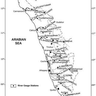 Find kerala river map, showing rivers which flows in and oust side of the state kerala and highlights district and state boundaries. Important rivers of Kerala with locations of river-gauge stations. Note... | Download Scientific ...