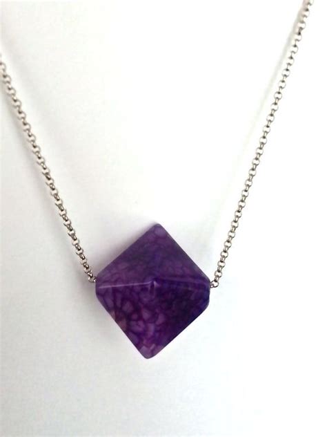 Purple Semi Precious Stone Agate Diamond Pendant By Byangelica 2000