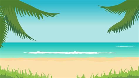 Animation Of Tropical Landscape Beach Sea Waves Palms Stockvideos