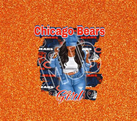 chicago bears girl orange 20oz straight tumbler wrap etsy