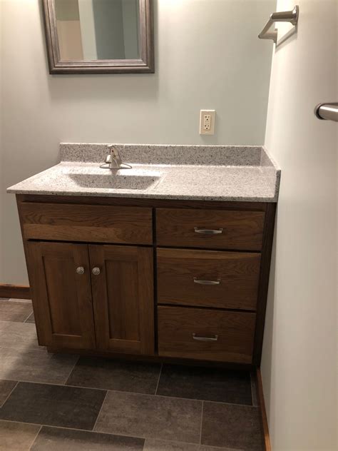 Hickory Shaker Offset Bath Cabinet Wheat Country WoodWorks LLC