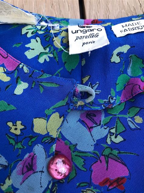 1980s Emanuel Ungaro Parallele Paris Vintage Blue Silk Floral Etsy