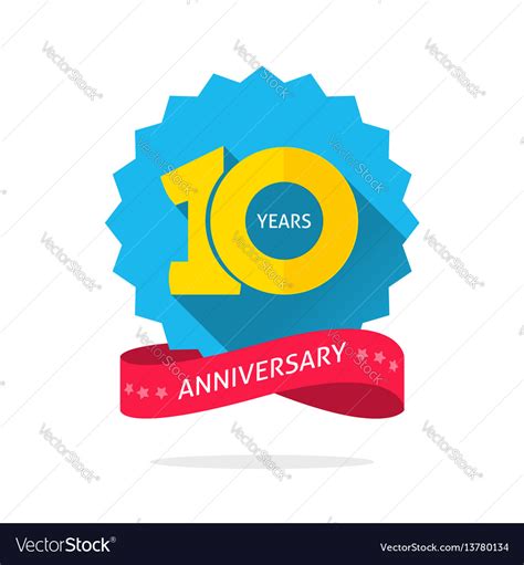 10 Years Anniversary Logo Template With Shadow On Vector Image