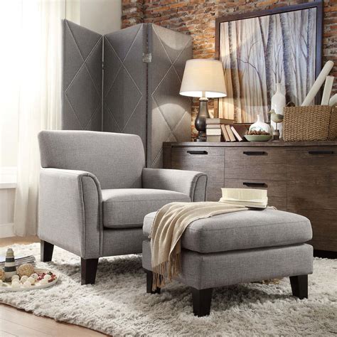Arm chairs living room chairs : Oxford Creek Park Hill Arm Chair and Ottoman Set in Grey ...