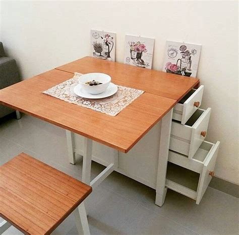 meja makan minimalis tempel dinding  menghemat tempat konsep