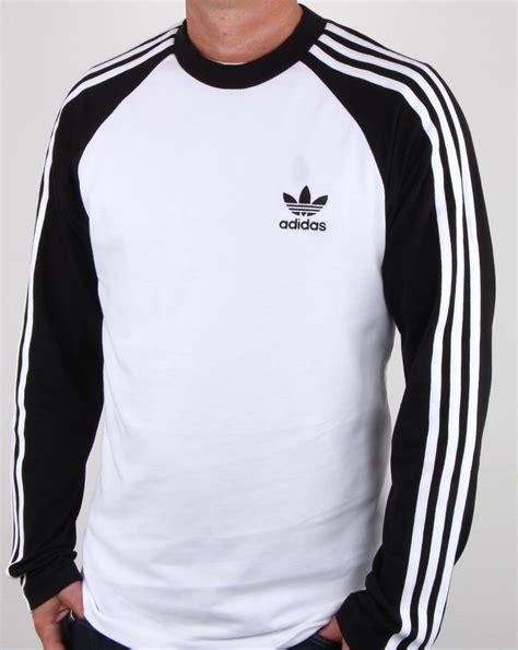 Adidas Originals Long Sleeve 3 Stripes T Shirt Whiteblack Adidas