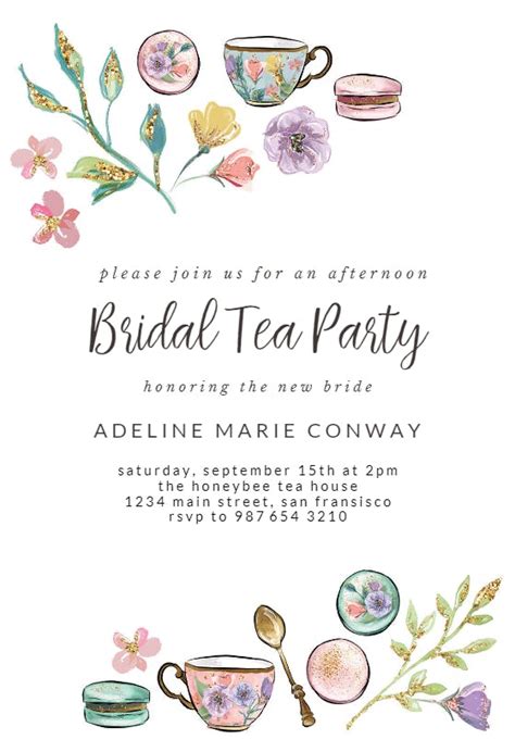 Tea Party Bridal Shower Invitation Template Free Greetings Island