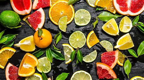 Hd Wallpaper Variety Of Sliced Fruits Background Orange Lime