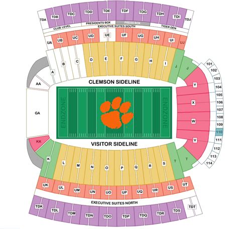 Clemson Seating Chart Football Elcho Table