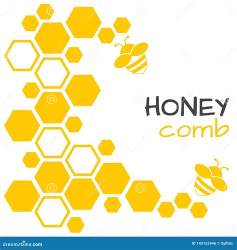 Honey Abstract Background With Honeycomb And Bee Vector Illustration
