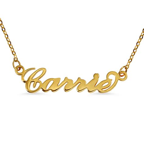 personalized carrie name necklace solid gold in 10k 14k 18k