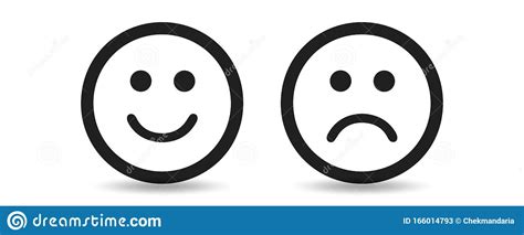 Happy And Sad Emoji Icon Isolated On White Background Stock