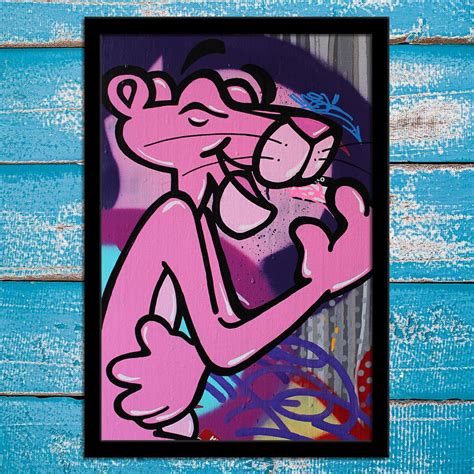 2020 Art Print Painting Pink Panther On Canvas Cartoon Oil Painting On