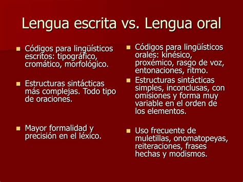 Ppt La Lengua Escrita Vs Oral Powerpoint Presentation Free Download