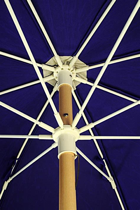 7 12 Ft Wood Beach Umbrella Fiberglass Ribs With Button