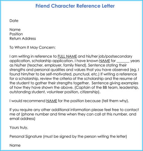 Character Reference Letter Professional Samples And Writing Tips