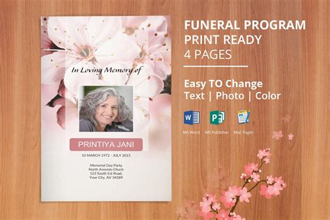 Downloadable Free Funeral Program Template Microsoft Publisher