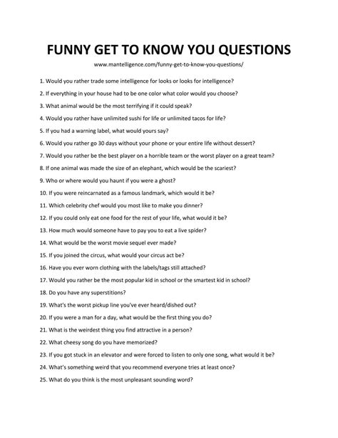 109 Funny Get To Know You Questions To Ask People Questions To Ask