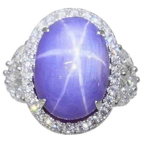 Natural Purple Star Sapphire 2070 Carat And Diamond Ring Very Strong
